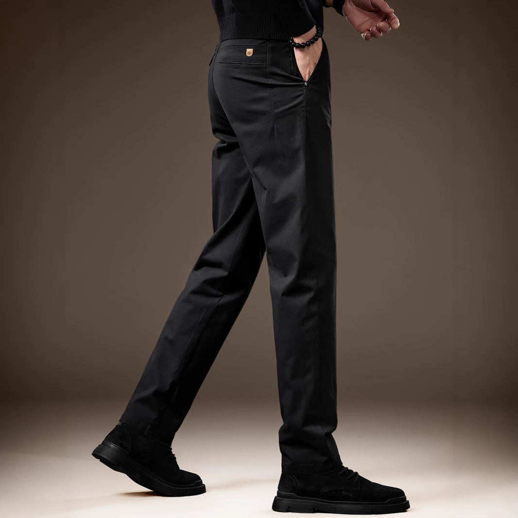 高端修身长绒棉男休闲裤