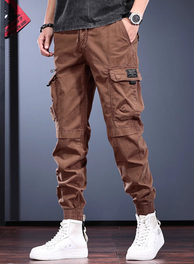 砖红色工装裤男2025年春夏季新款多口袋机能复古痞帅休闲束脚裤潮