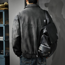 2025新款90白鸭绒皮衣羽绒服男冬季保暖外穿PU皮夹克翻领外套男款