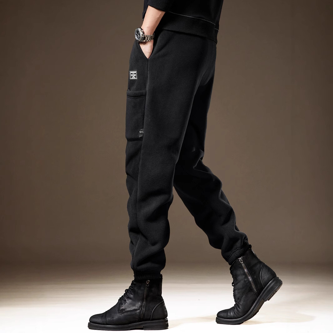 重磅双面摇粒绒加绒卫裤男