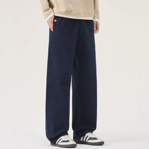 2026秋季四季新款欧美日韩棉弹大码藏青色直筒休闲裤男很轻PANTS