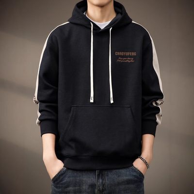 高端360g美式拼接卫衣男外套