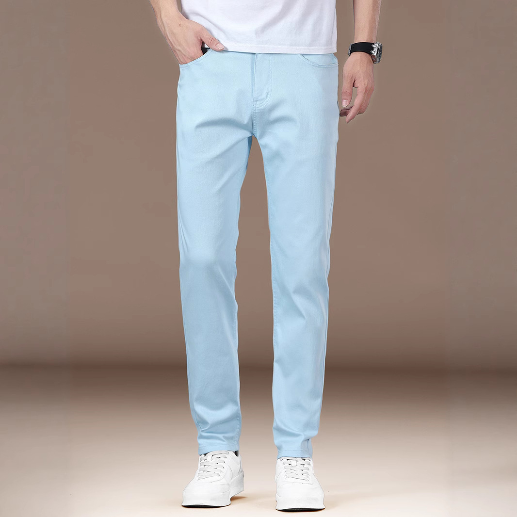 高端莱赛尔弹力牛仔男裤