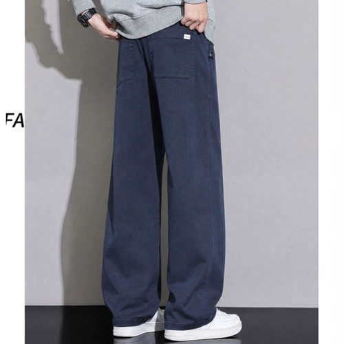 2026秋季新款四季日韩大码藏蓝色仿牛宽松直筒休闲裤男很轻PANTS