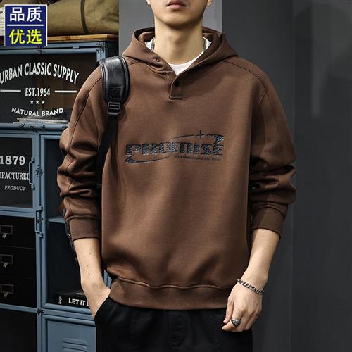 美式潮牌印花男士连帽卫衣宽松大码春秋新款重磅加厚休闲百搭外套