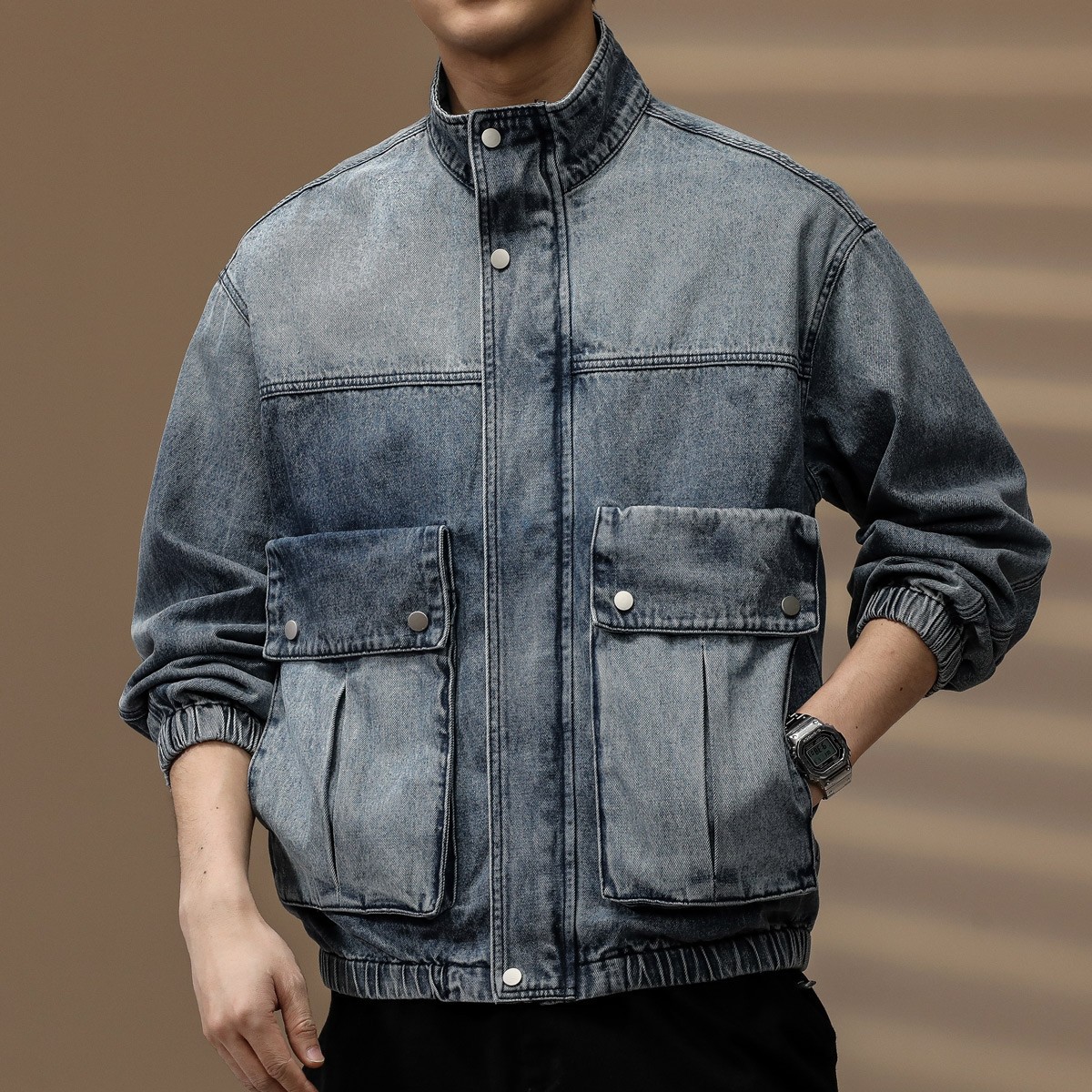 美式复古水洗牛仔男夹克