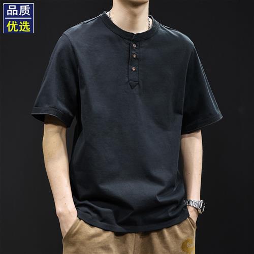 美式夏季Polo衫男短袖t恤男士纯棉潮牌大码2025新款男装体恤男款