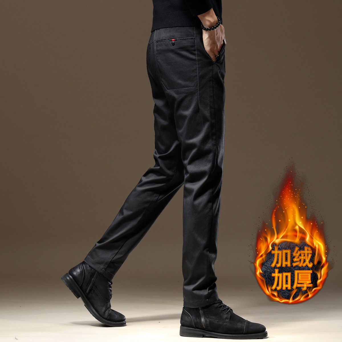 高级感黑色修身男士休闲裤