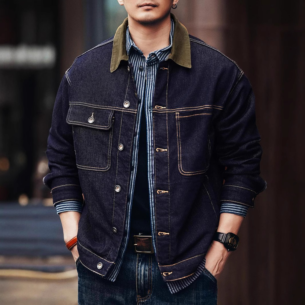 高端潮牌牛仔外套男春秋新款