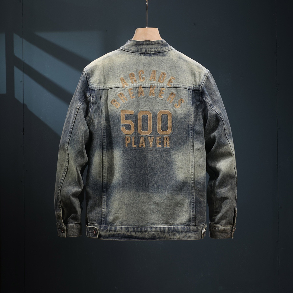 美式复古牛仔外套男宽松夹克