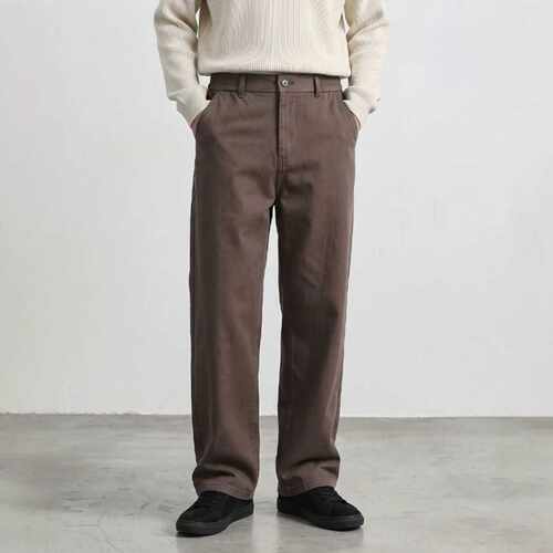 2026秋四季新款欧日莱赛尔星空纹咖啡阔腿直筒休闲裤男很轻PANTS
