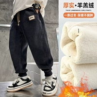 Серые брюки с ягнями теплыми хлопчатобумалью