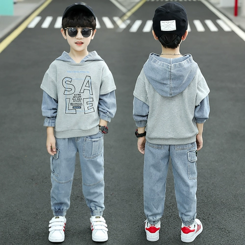 Детская весенняя летняя одежда, осенний комплект, спортивная толстовка для мальчиков, подходит для подростков