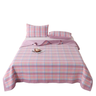 双面A类色织全棉水洗棉床盖三件套单件四季用夹棉绗缝榻榻米床单