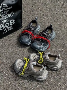 老爹鞋2025新款运动休闲鞋拼色透气网女子网红鞋平底户外跑鞋