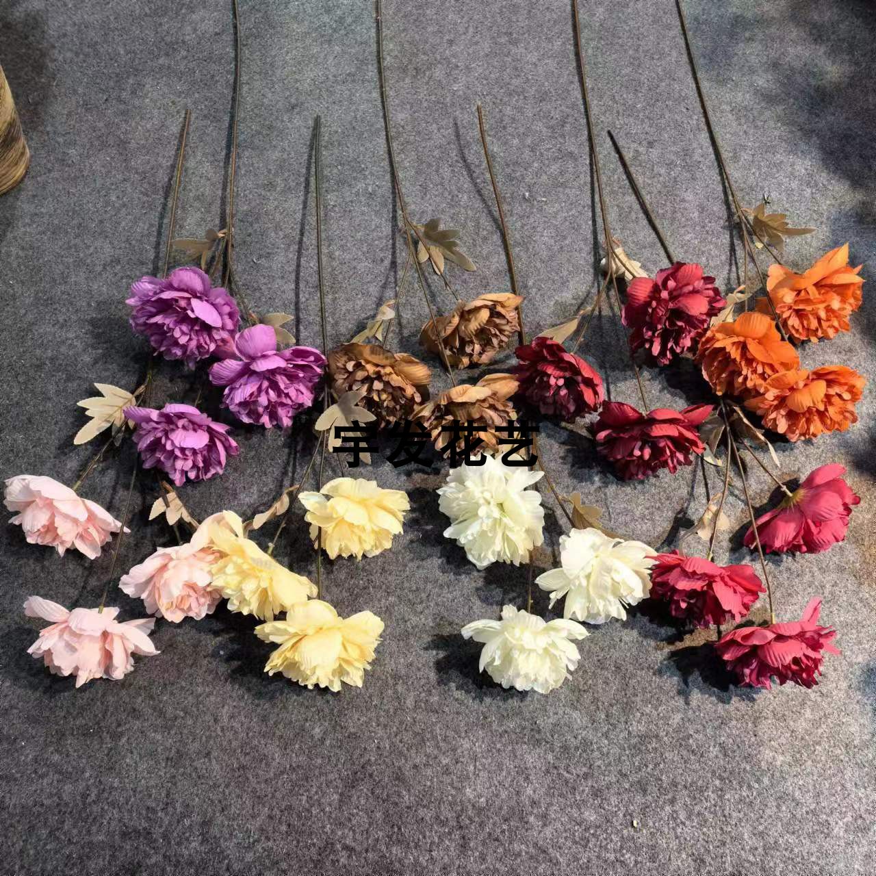 厂家新款油画牡丹仿真花婚礼插花背景装饰花家居摆设假花绢花