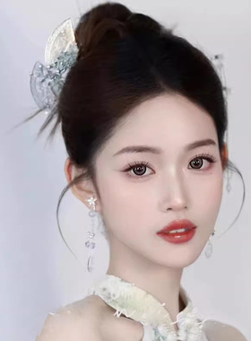 新中式古风扇形发簪旗袍敬酒服新娘头饰马面裙结婚发饰女2026新款