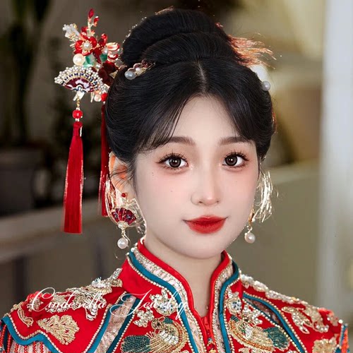 2024新款秀禾服头饰新娘旗袍发饰