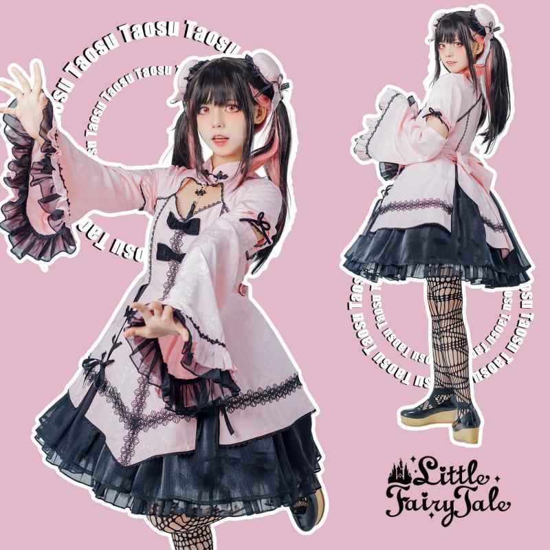 大码30斤中华风拼接袖OP连