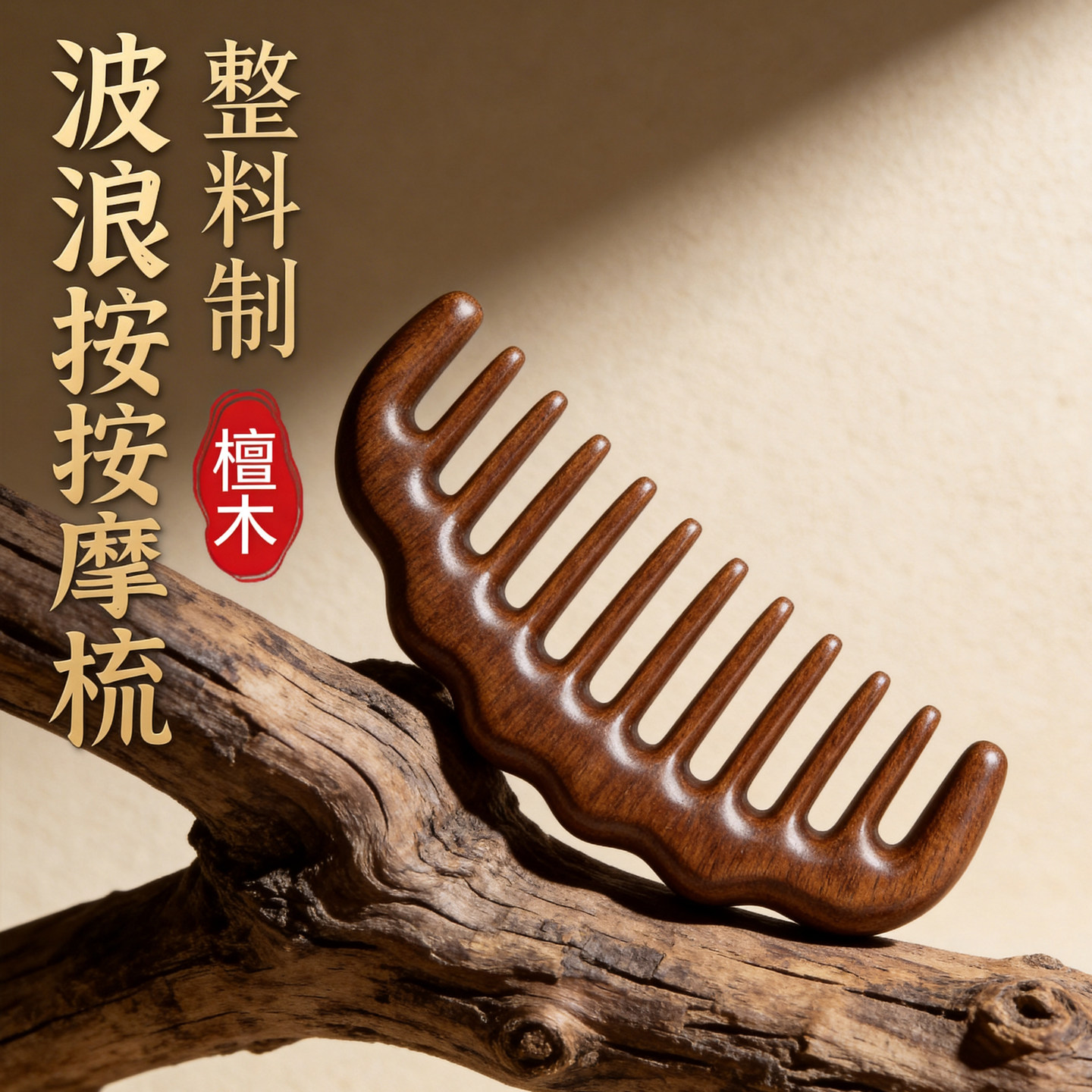 金丝檀木梳子头皮经络头疗按摩图片