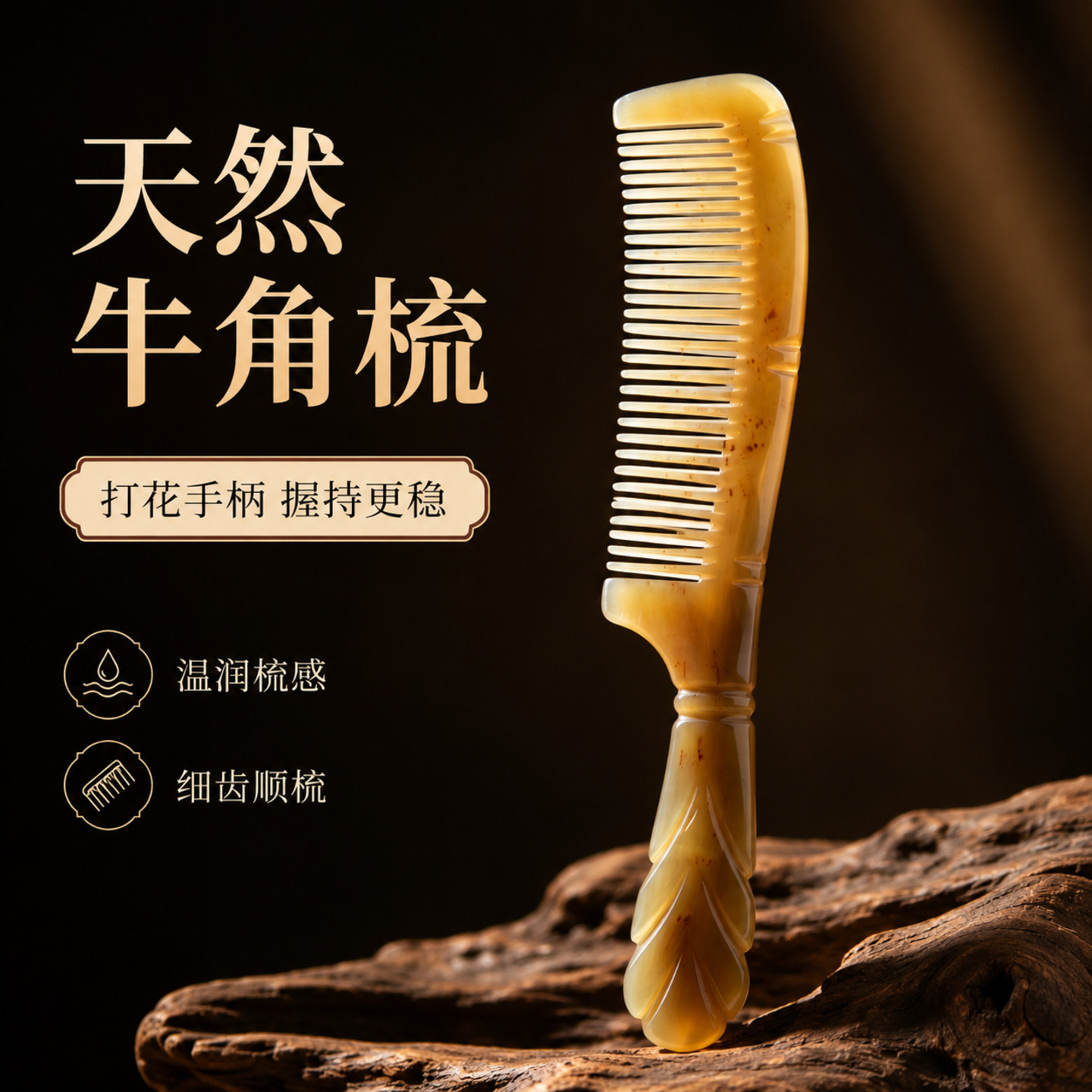 天然牛角按摩梳女士顺发护发