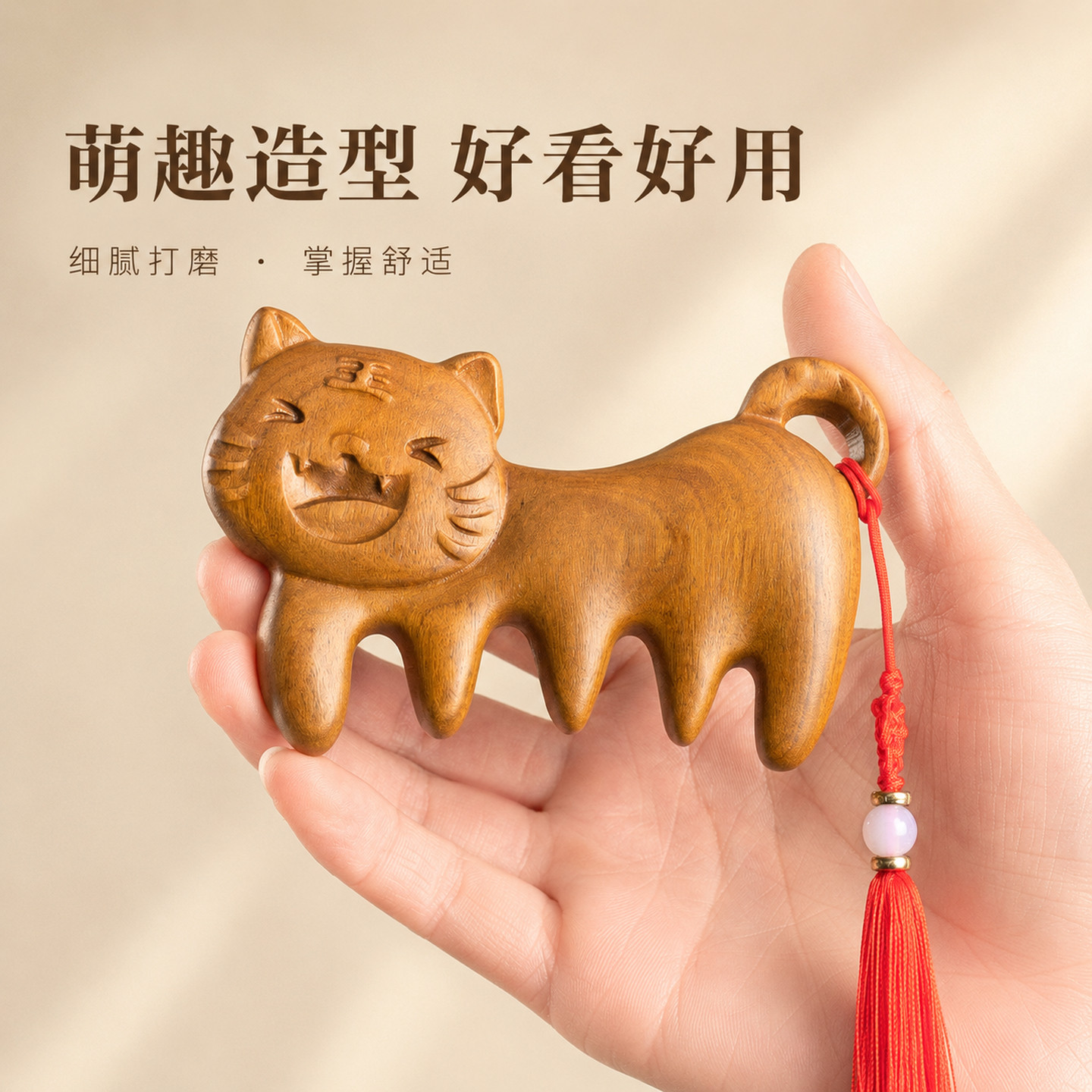 可爱萌虎头皮经络按摩刮痧梳