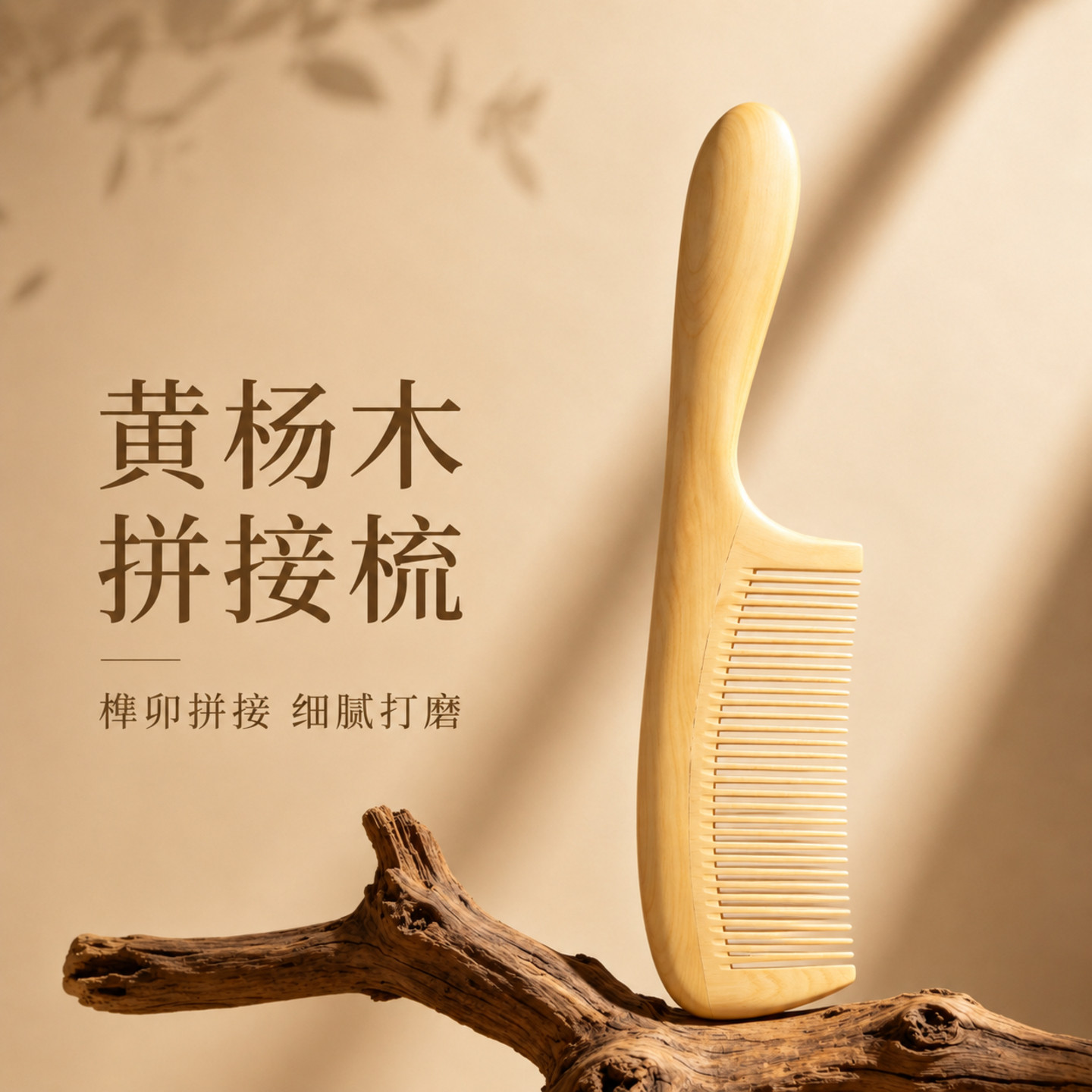 黄杨木长柄加厚不易静电按摩梳