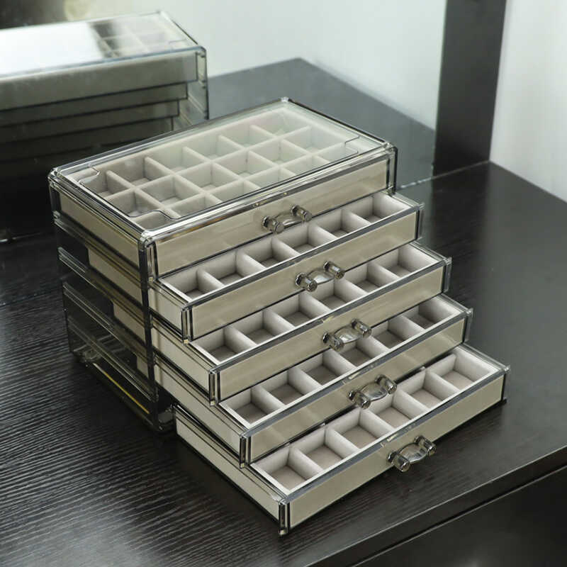 亚克力高档戒指绒布耳钉首饰盒