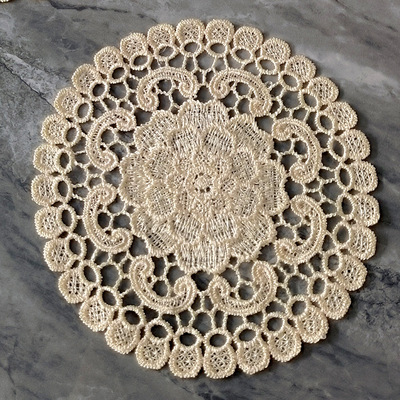 圆形蕾丝绣花花边杯垫镂空装饰拍照道具复古简约桌垫刺绣隔热桌布