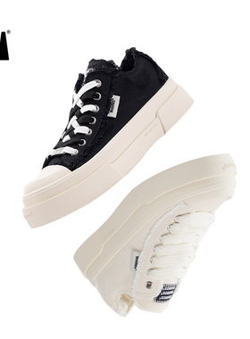 【汪苏泷同款】VEEMES月牙翘头鞋男女帆布鞋增高厚底潮流休闲鞋