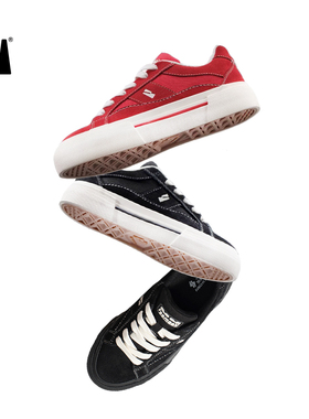 veemes 黑白灰紫反毛皮男女潮流百搭 增高厚底美式滑板鞋休闲板鞋