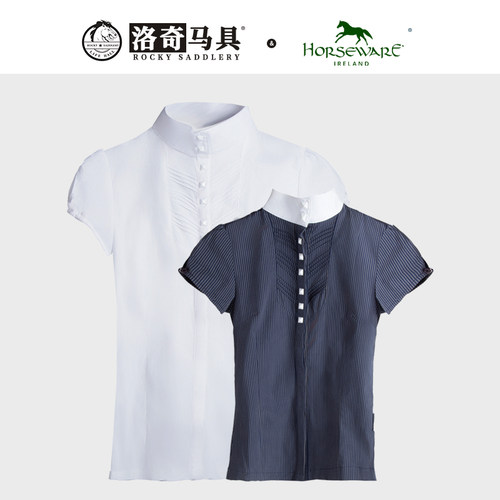 horseware女款立领8粒扣短袖HW85049