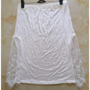 时尚旗袍内搭半身裙里衬裙蕾丝花边打底中裙黑色白色加大码内衬裙