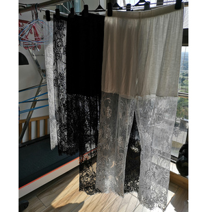 夏新款睫毛蕾丝九分裤女士旗袍内搭衬裤汉服防走光阔腿大码七分裤