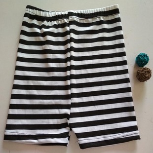 2022夏季女黑白横条纹短裤修身显瘦三分裤防走光安全裤弹力打底裤