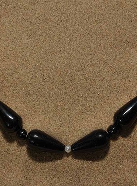 FHSTUDIO小众原创设计黑玛瑙蝴蝶结珍珠项链项圈新中式甜酷风纯银