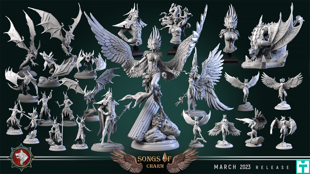 精灵双足飞龙猎手 鹰身女妖皇后 DND跑团桌游棋子模型 白狼客栈