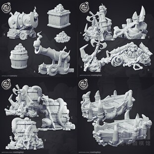 【海洋】船舶道具 酒桶 武器堆 大炮 弹药 古迹 DND道具摆件模型