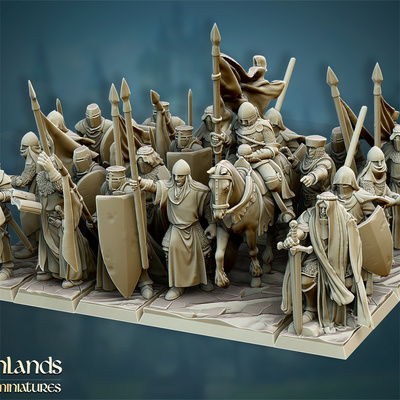 【骑士团】十字步兵 重甲圣殿骑士 圣骸 中古战争锤神棋子模型