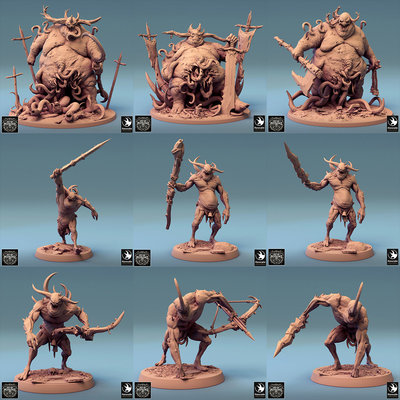 【腐败纳垢】肿胀大魔 王座 恶魔仆从 弩手 中古战争锤神战棋模型