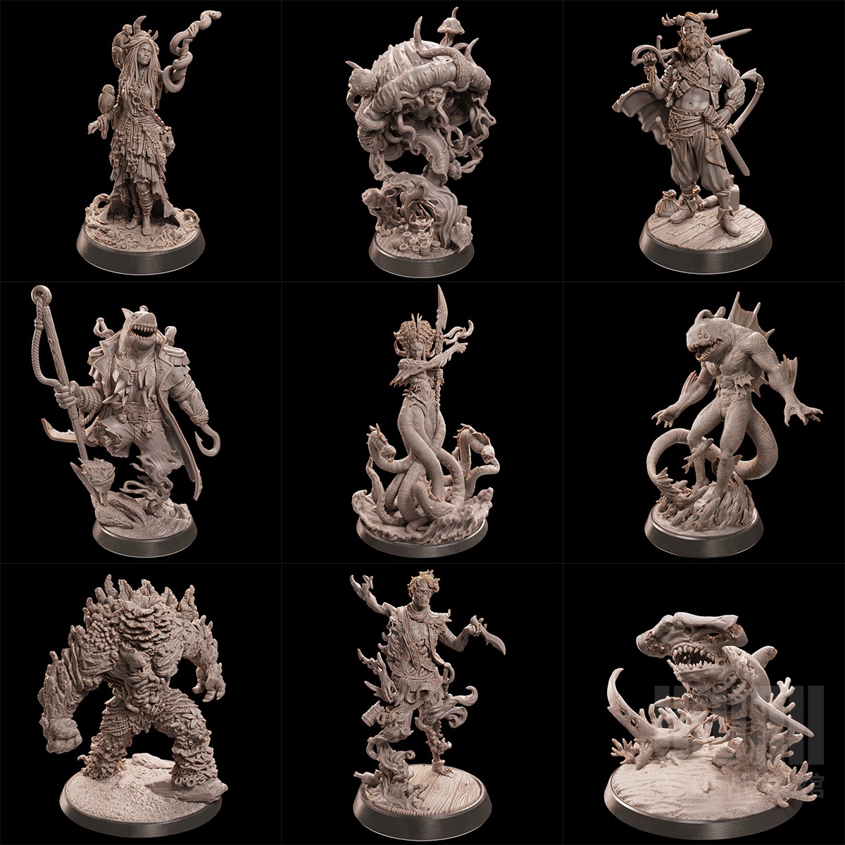 【死亡海】 僵尸 亡灵 死灵 海盗 水手 龟人 DND桌游跑团棋子模型