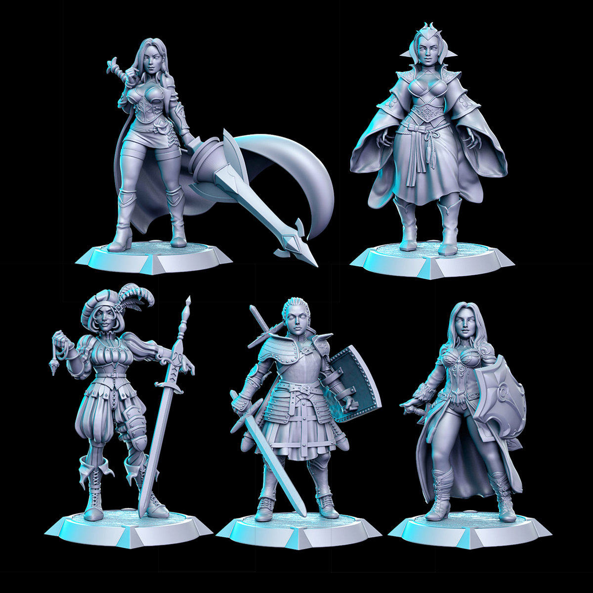 【龙枪编年史】女剑士 骑士 法师 西方奇幻 DND跑团桌游棋子模型