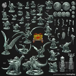 【蜥蜴人】库迦 魔祭司 翼龙骑士 猎捕队 中古战争锤神棋子模型