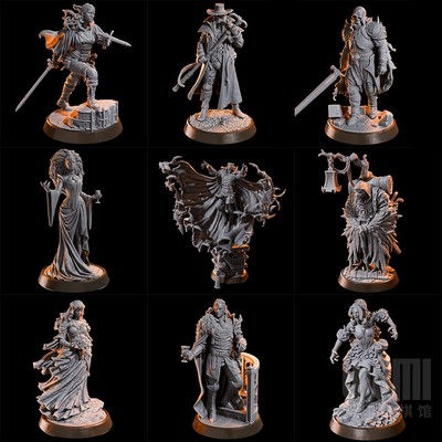 【吸血鬼古堡】猎魔人 缝合怪 血奴 鸦人巫师DND桌游跑团棋子模型