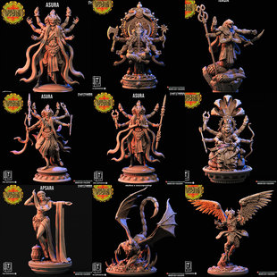 印度传说 飞天阿修罗 象头神 娜迦 DND跑团桌游棋子模型 氰化黏土