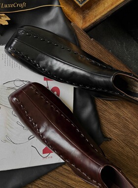 L144方头粗跟时装靴女复古低跟百搭时尚短靴女大码秋冬新款切尔西