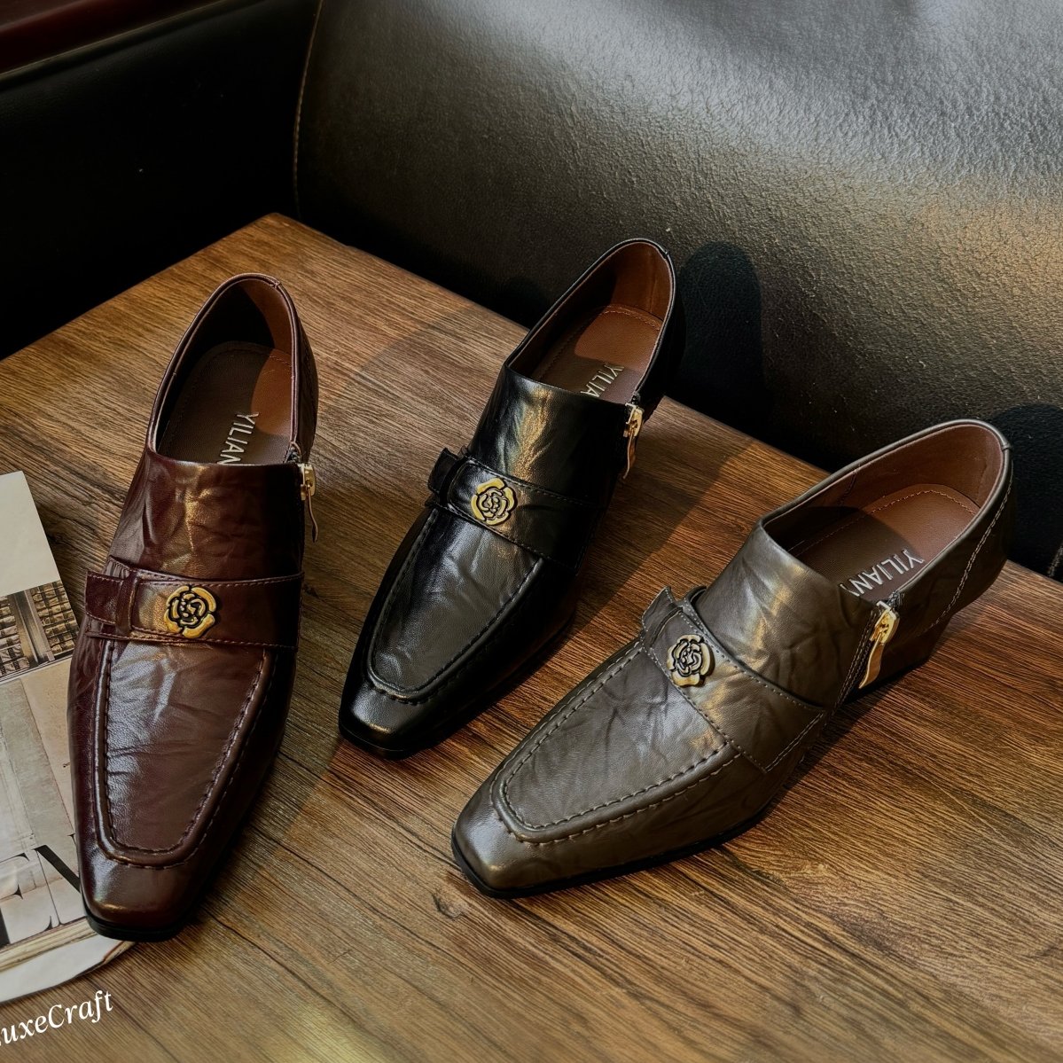 2798-5901山茶花深口单鞋女春季新款法式复古小方头气质跟高皮鞋,女鞋,深口单鞋,淘宝优惠券,粉丝福利购,淘宝优惠卷