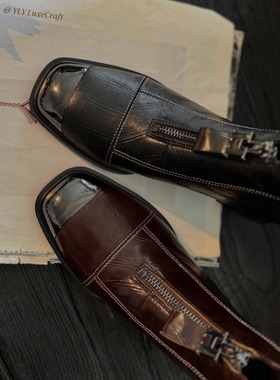 1378A-36时尚金属头粗跟时装靴女大码复古百搭低跟短靴女秋冬新款