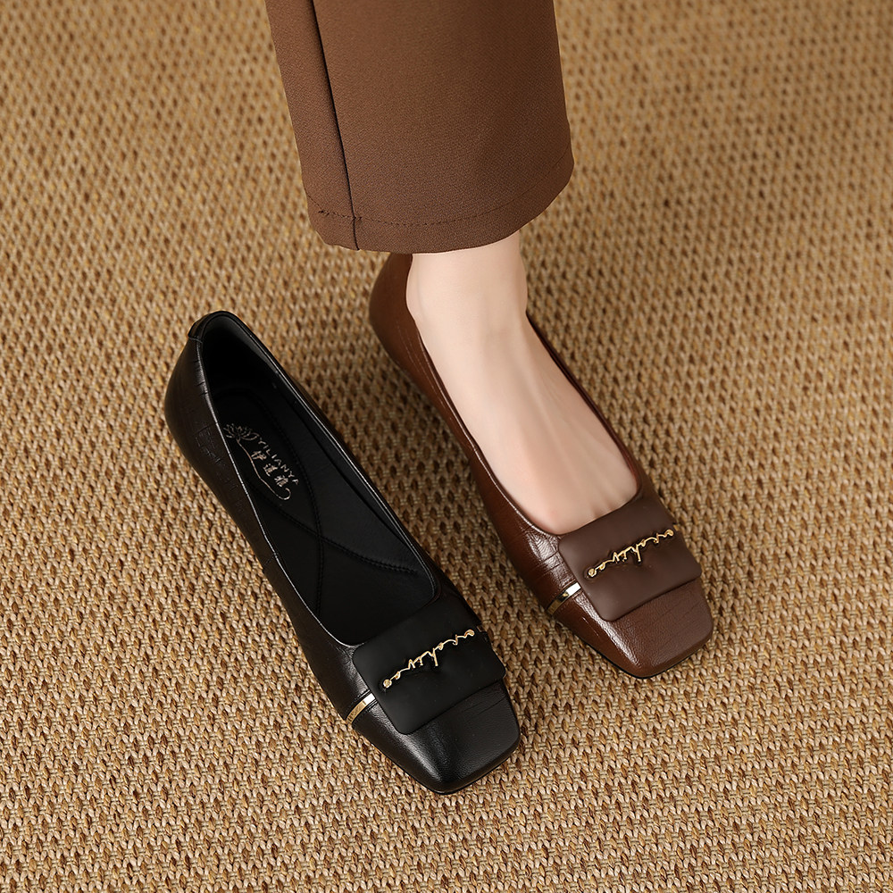 羊皮女单鞋春季新款低跟中年妈妈鞋真皮方头皮跟软底女鞋1722-3,女鞋,浅口单鞋,淘宝优惠券,粉丝福利购,淘宝优惠卷