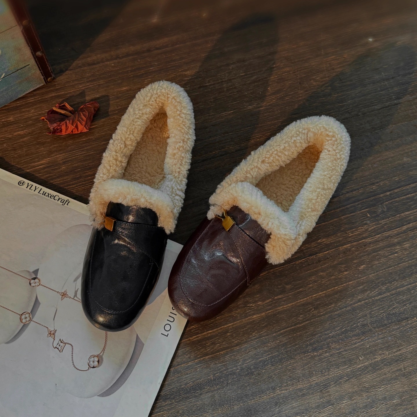 手抓羊皮保暖毛毛鞋冬单鞋女大码